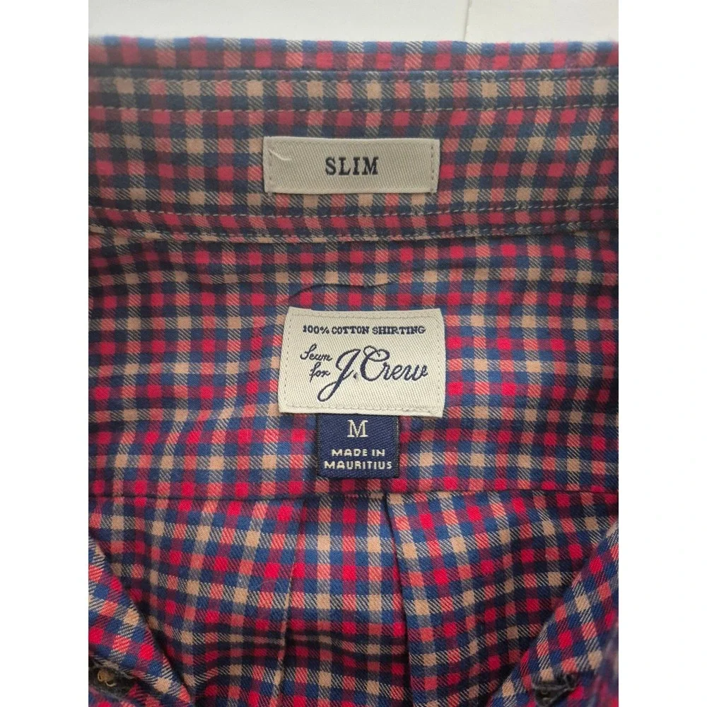 J. Crew Slim Fit Plaid Button Down Long Sleeve Shirt Mens Medium Cotton Casual
